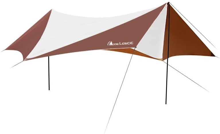 Moon Lence Camping Tent Tarp, Hammock Rain Fly, Waterproof Sun Shade Canopy, 24 x 50 inches, White (Coffee & White, Large)