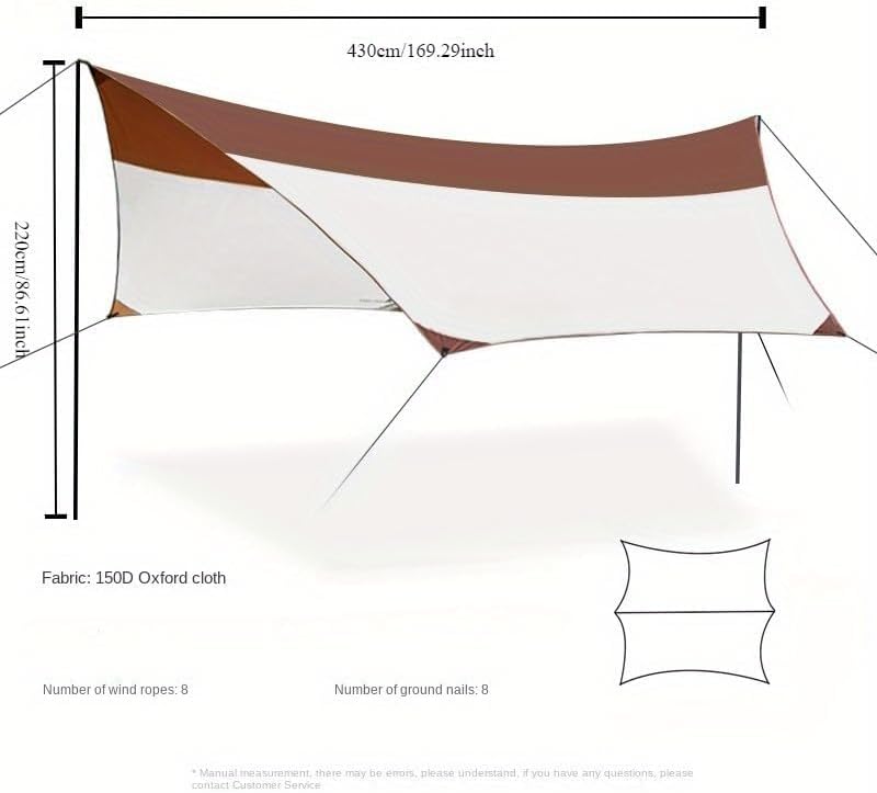 Moon Lence Camping Tent Tarp, Hammock Rain Fly, Waterproof Sun Shade Canopy, 24 x 50 inches, White (Coffee & White, Large)