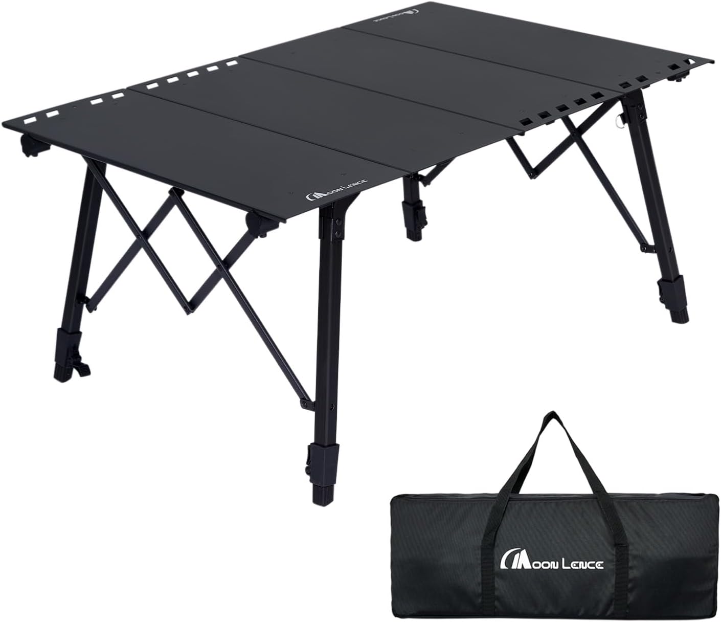 MOON LENCE Camping Table, Outdoor Folding Portable Picnic Camping Table with Adjustable Legs,Easy Set Up Camping Table with Storage Bag for Camping, Beach (L)