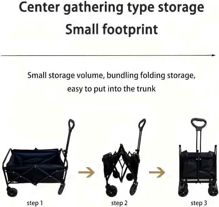 MOON LENCE Folding Collapsible Wagon Foldable Cart 350LBS Large Capacity Utility Cart with All-Terrain Wheels