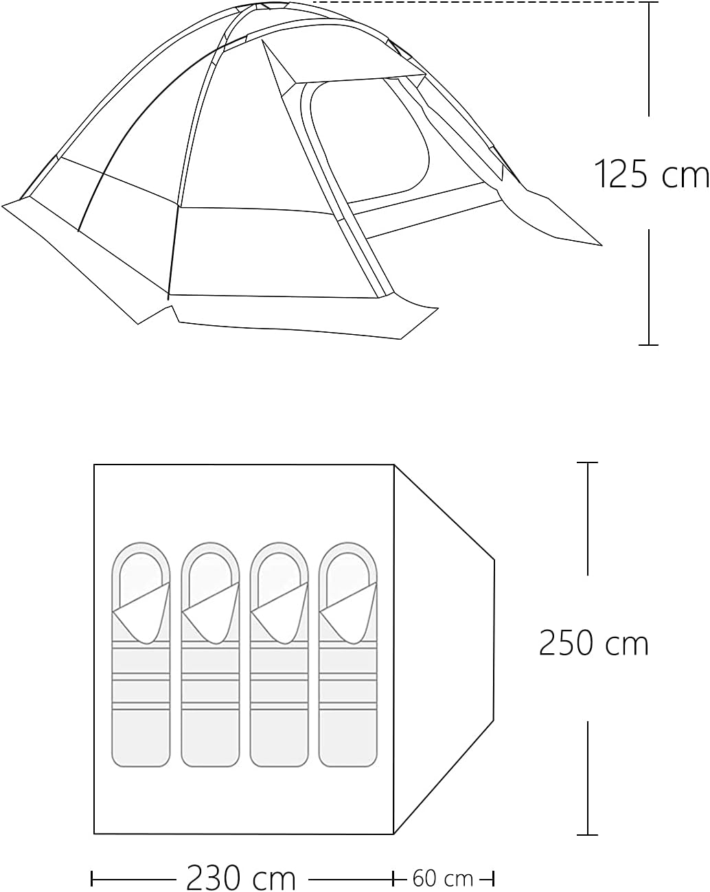 Moon Lence 4 Person Tent Waterproof PU2000mm Camping Tent Lightweight Family Camping Tent Double Layer Easy Set Up, Tent for Camping Hiking Picnic Travelling