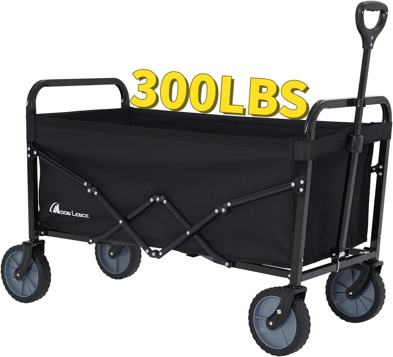 Moon Lence Collapsible-Wagon with Large Capacity, Utility Wagons Carts Heavy-Duty-Foldable, Portable Folding Wagon with All-Terrain Wheels, Garden Cart for Beach, Sports, Shopping, Camping