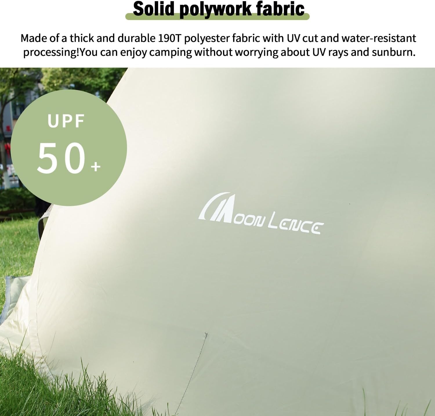 MOON LENCE Portable Pop-Up Beach Tent, Waterproof & UV Protected, Instant Setup Sun Shelter with Extended Floor & 2 Mesh Windows, Fits 3-4 People, Ideal for Camping, Outdoor Adventures, Picnics