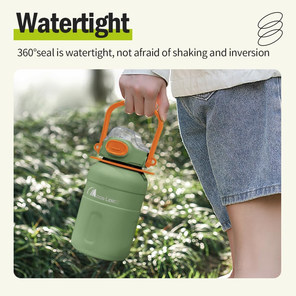 Outdoor Insulated Bottle Large Capacity 316 Stainless Steel Car Camping Picnic Travel Vacuum Bottle 54Oz (Green, 54Oz (1.6L))