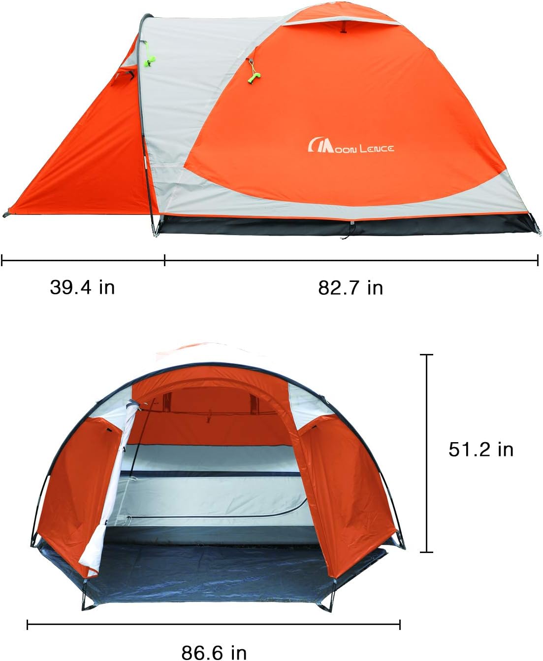 MOON LENCE Outdoor Camping Tent 3 to 4 Person Tent with Screen Room Double Doors & Double Layer Waterproof Design 2000MM