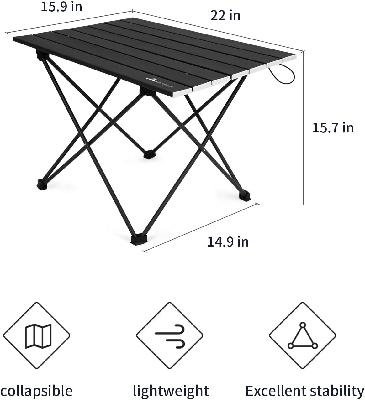 MOON LENCE Folding Outdoor Aluminum Camping Table Portable Ultralight Compact Backpacking Travel Table for Beach, Picnics, Hikin (Black, Middle)